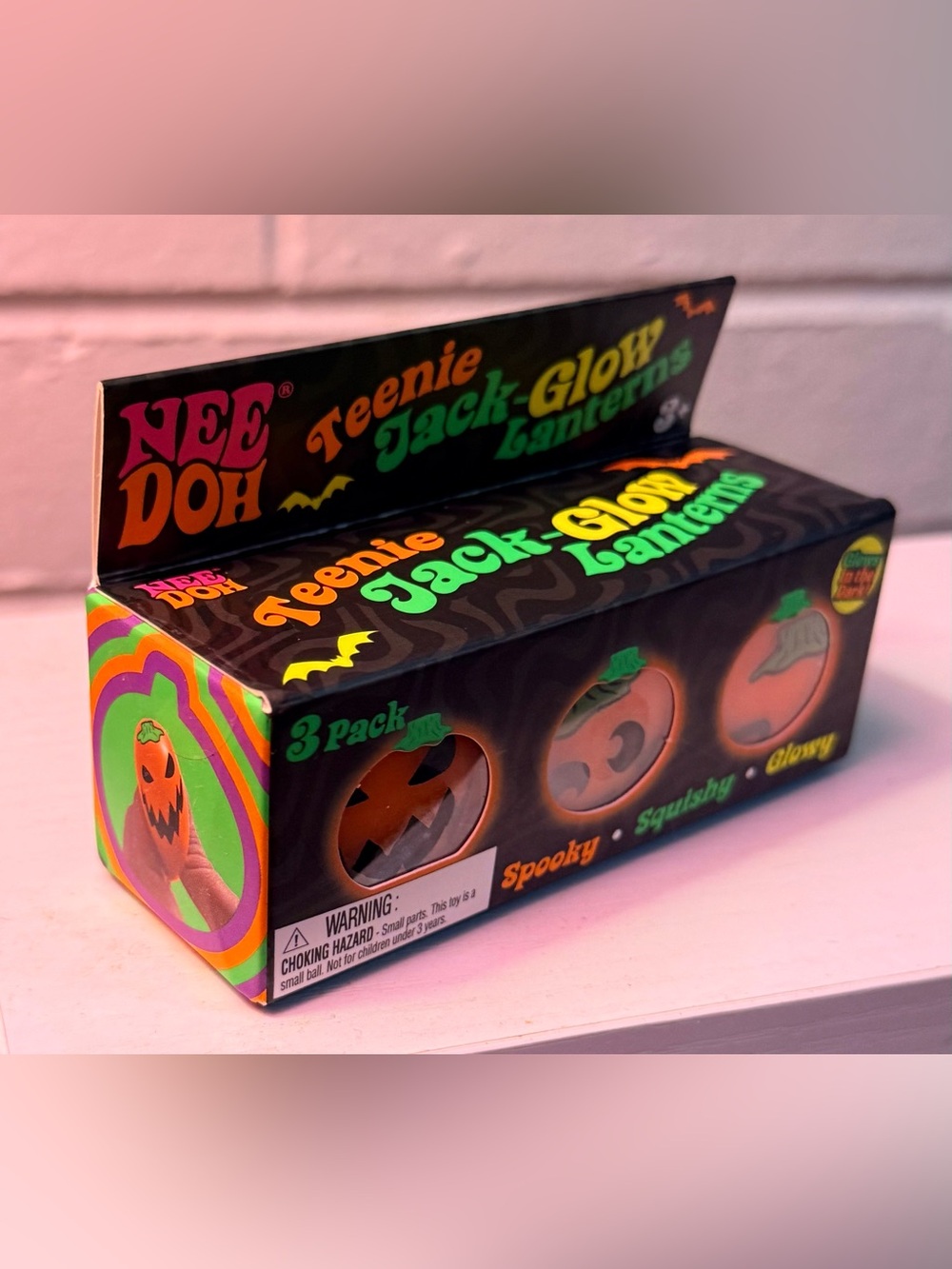 NeeDoh Teenie Jack Glow Lanterns 3 Pack Halloween Squishy NEW - Picture 6 of 6
